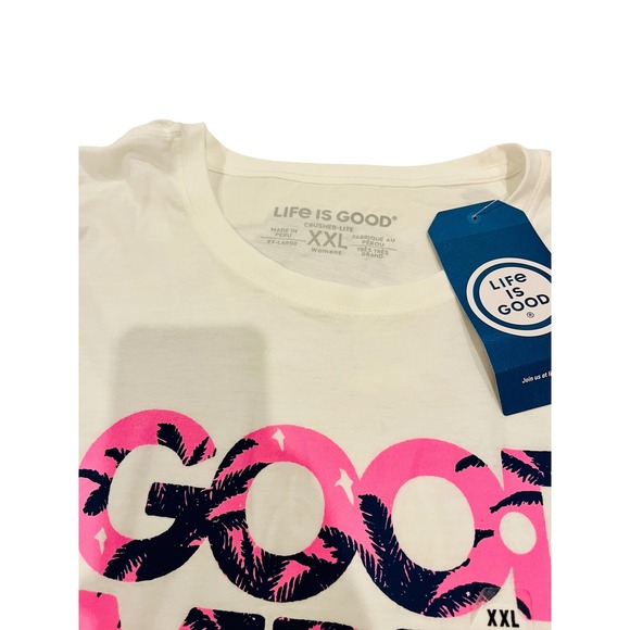 Life is Good Good Vibes Beach White NWT Long Sleeve Tee XXL Womens Casual Top - Picture 5 of 9